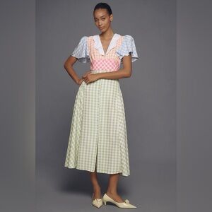 CeliaB Tabi Short-Sleeve V-Neck Midi Dress